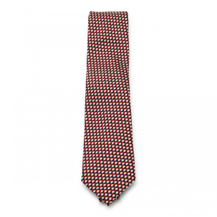 RED AND WHITE SILK TIE