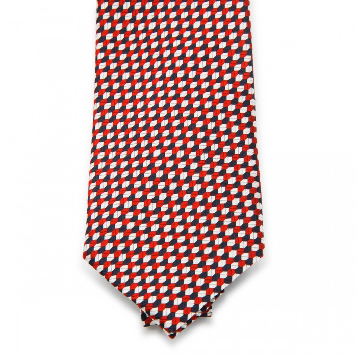 RED AND WHITE SILK TIE 2