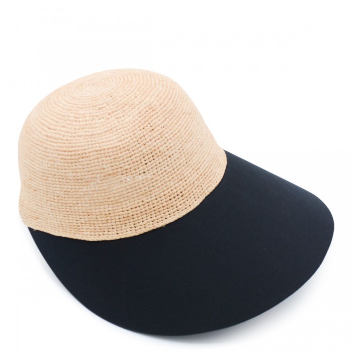 NATURAL AND BLACK RAFFIA HAT 2