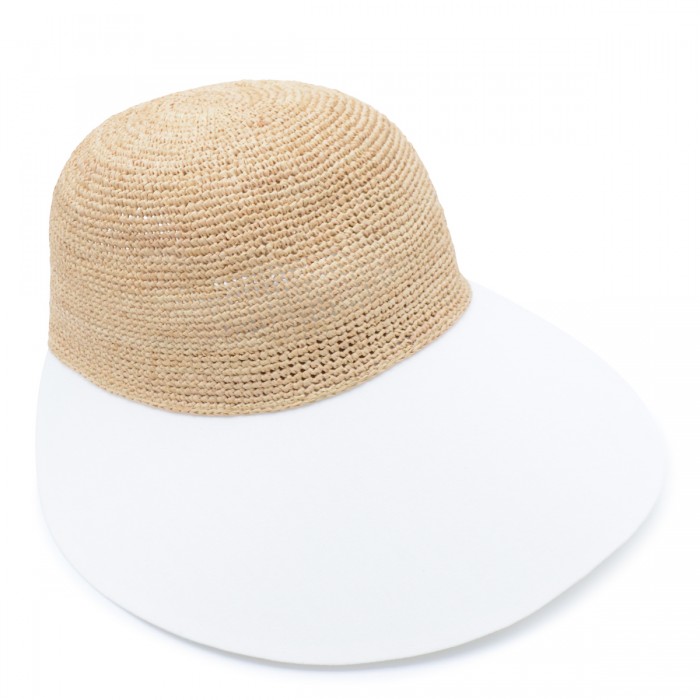 NATURAL AND WHITE RAFFIA HAT 2
