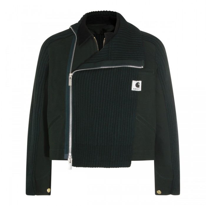 DARK GREEN WOOL CASUAL JACKET