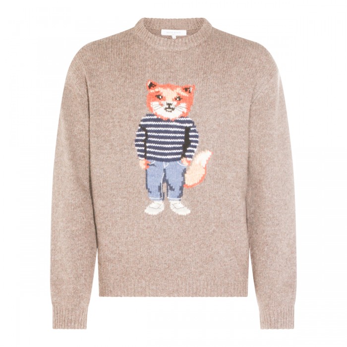 GREY MELANGE WOOL KNITWEAR