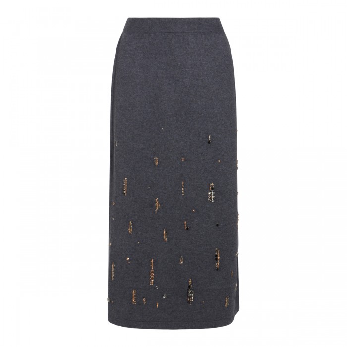DENIM GREY WOOL SKIRT