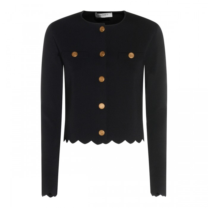 BLACK VISCOSE CASUAL JACKET