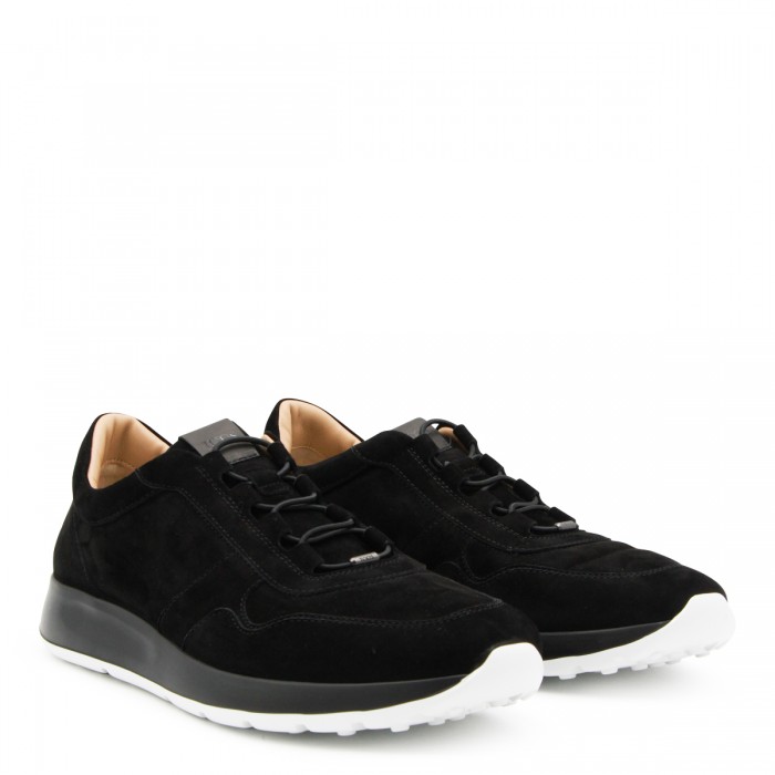 BLACK LEATHER RED DOT SNEAKERS 2
