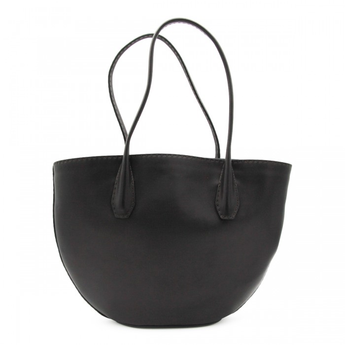 BLACK LEATHER ALGER TOTE