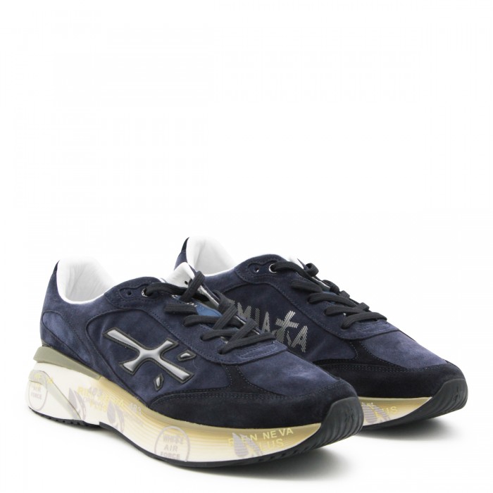 BLUE LEATHER MOE RUN SNEAKERS 2