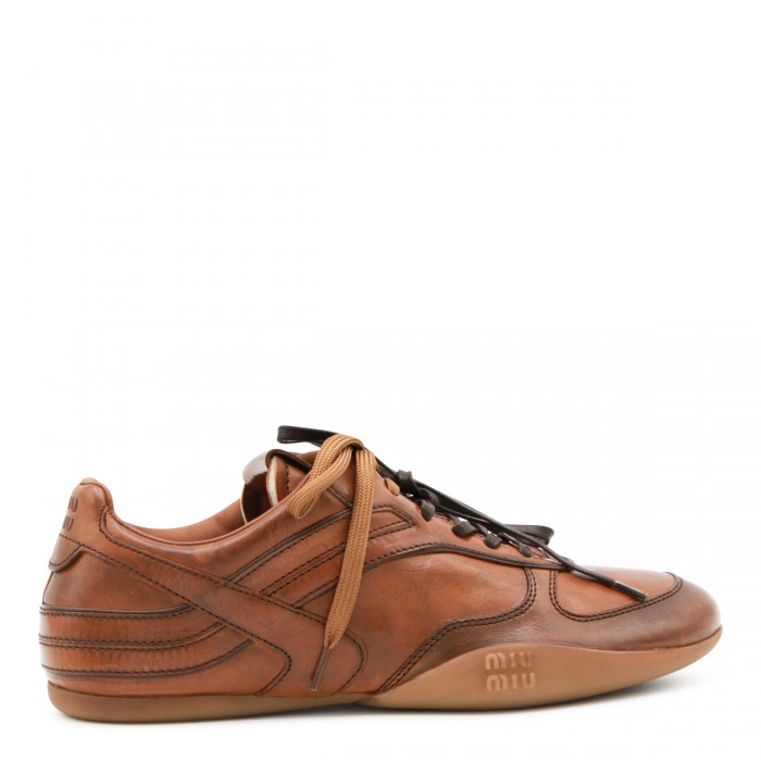 BROWN LEATHER GYMNASIUM LOW...