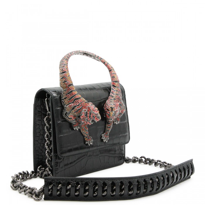 BLACK LEATHER TOP HANDLE BAG 2