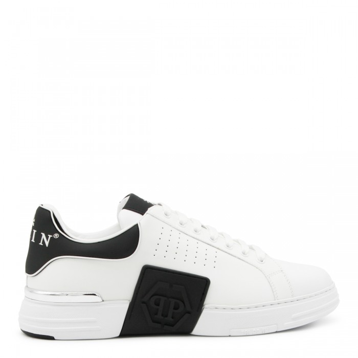 WHITE AND BLACK LEATHER...