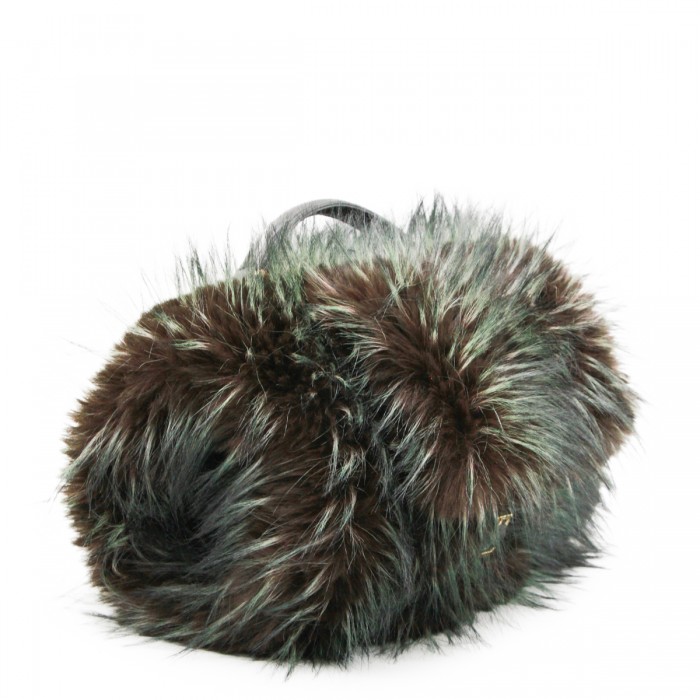 GREEN AND BROWN FAUX FUR BAG 2