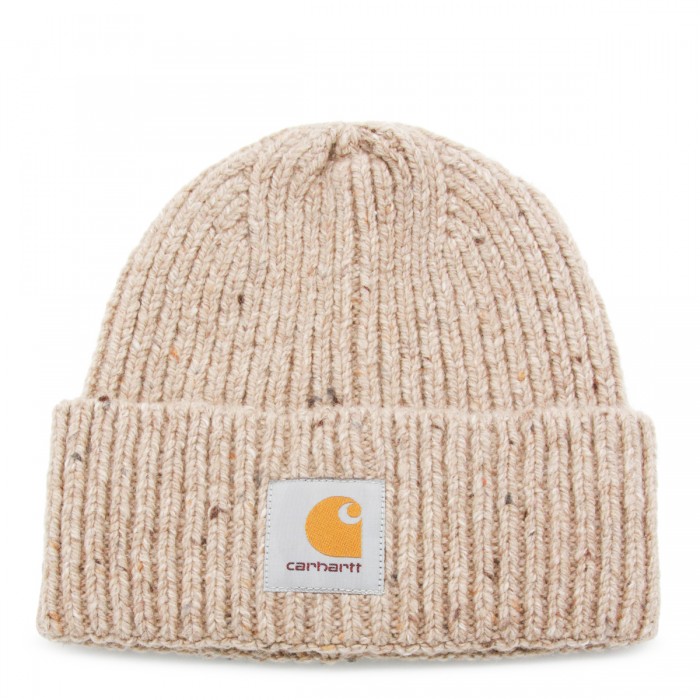 BEIGE WOOL BEANIE