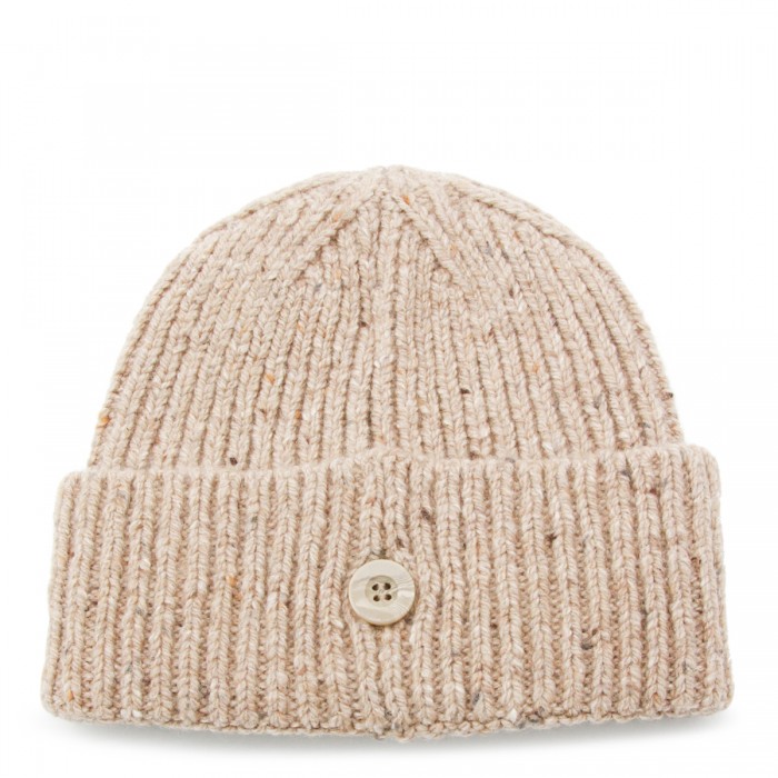BEIGE WOOL BEANIE 2