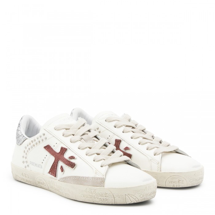 WHITE AND RED LEATHER SNEAKERS 2