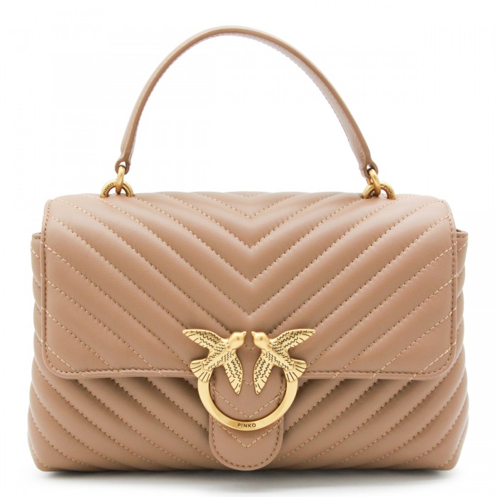 BEIGE LEATHER SHOULDER BAG
