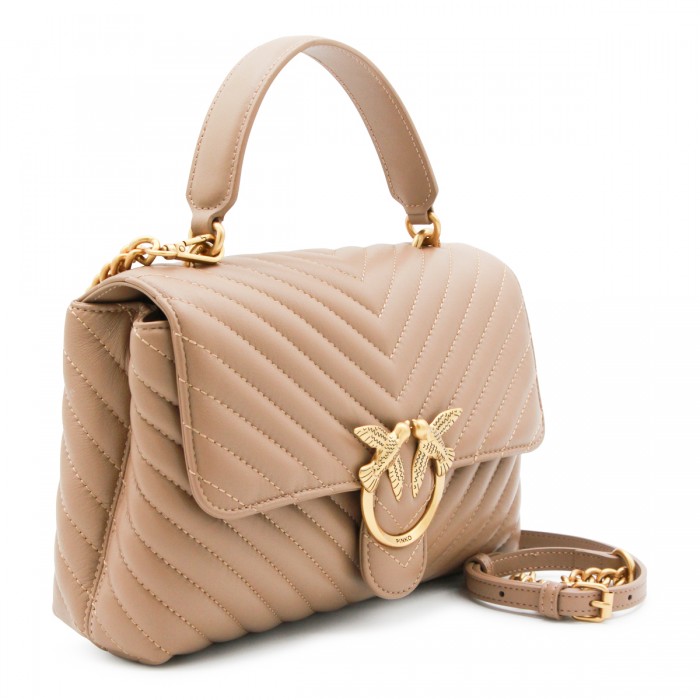 BEIGE LEATHER SHOULDER BAG 2