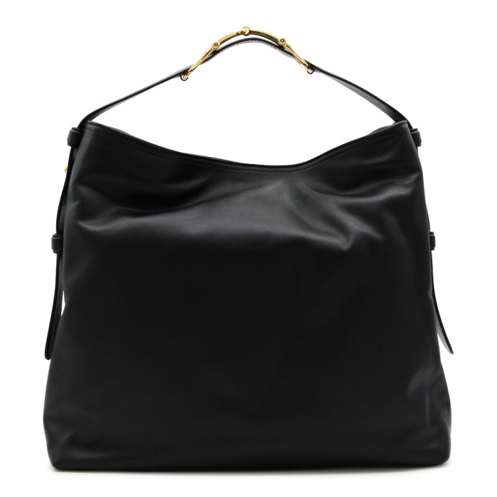 BLACK LEATHER MAXI HORSEBIT...