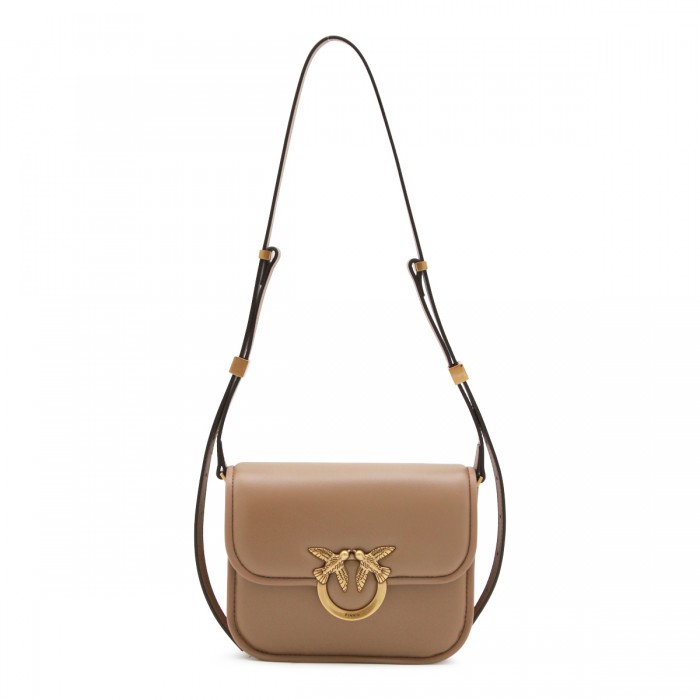 CAMEL LEATHER CROSSBODY BAG