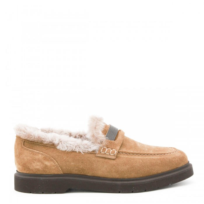 CAMEL LEATHER LOAFERS