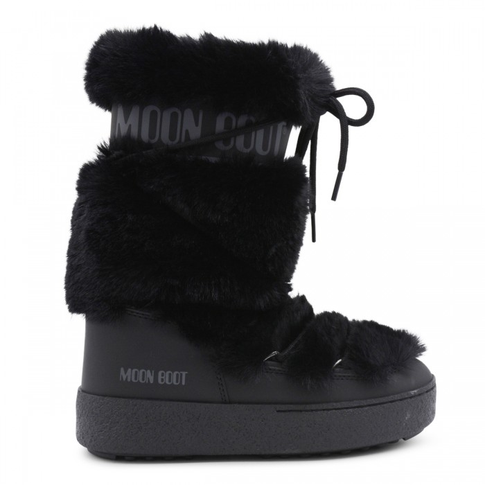 BLACK FAUX FUR L TRACK BOOTS