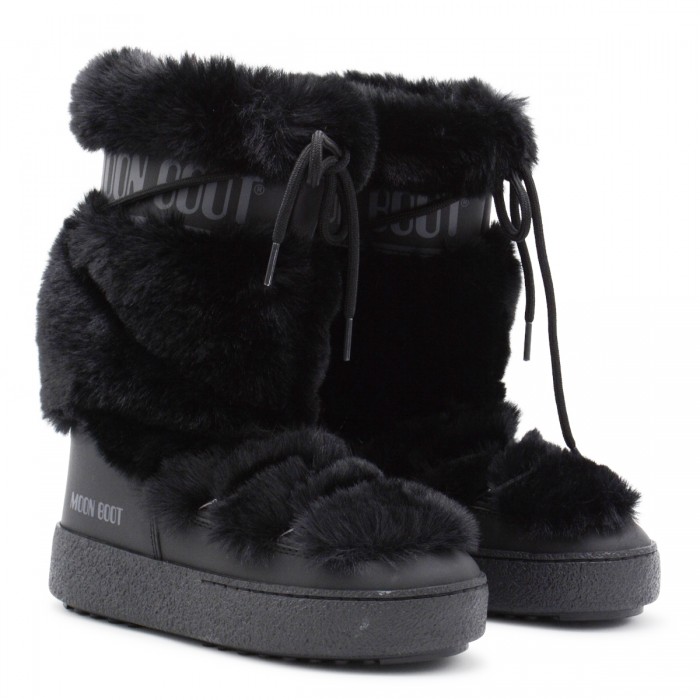 BLACK FAUX FUR L TRACK BOOTS 2