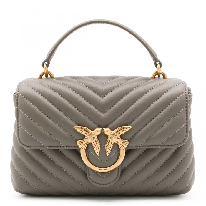 GREY LEATHER SHOULDER BAG