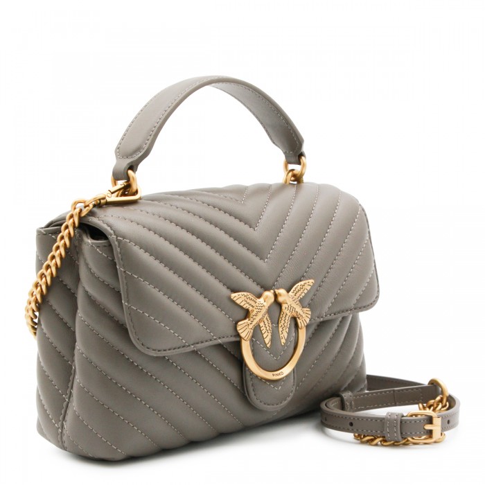 GREY LEATHER SHOULDER BAG 2