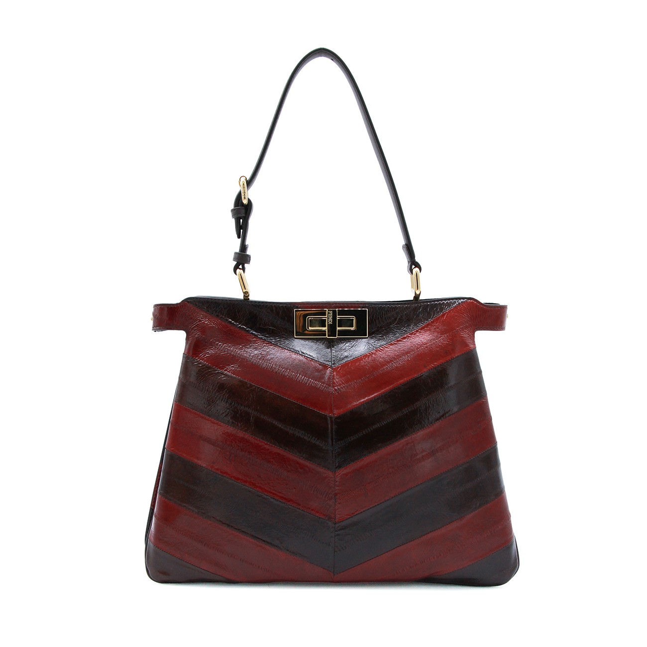 BROWN AND RED LEATHER PEKABOO TOP... BROWN AND RED LEATHER PEKABOO TOP...