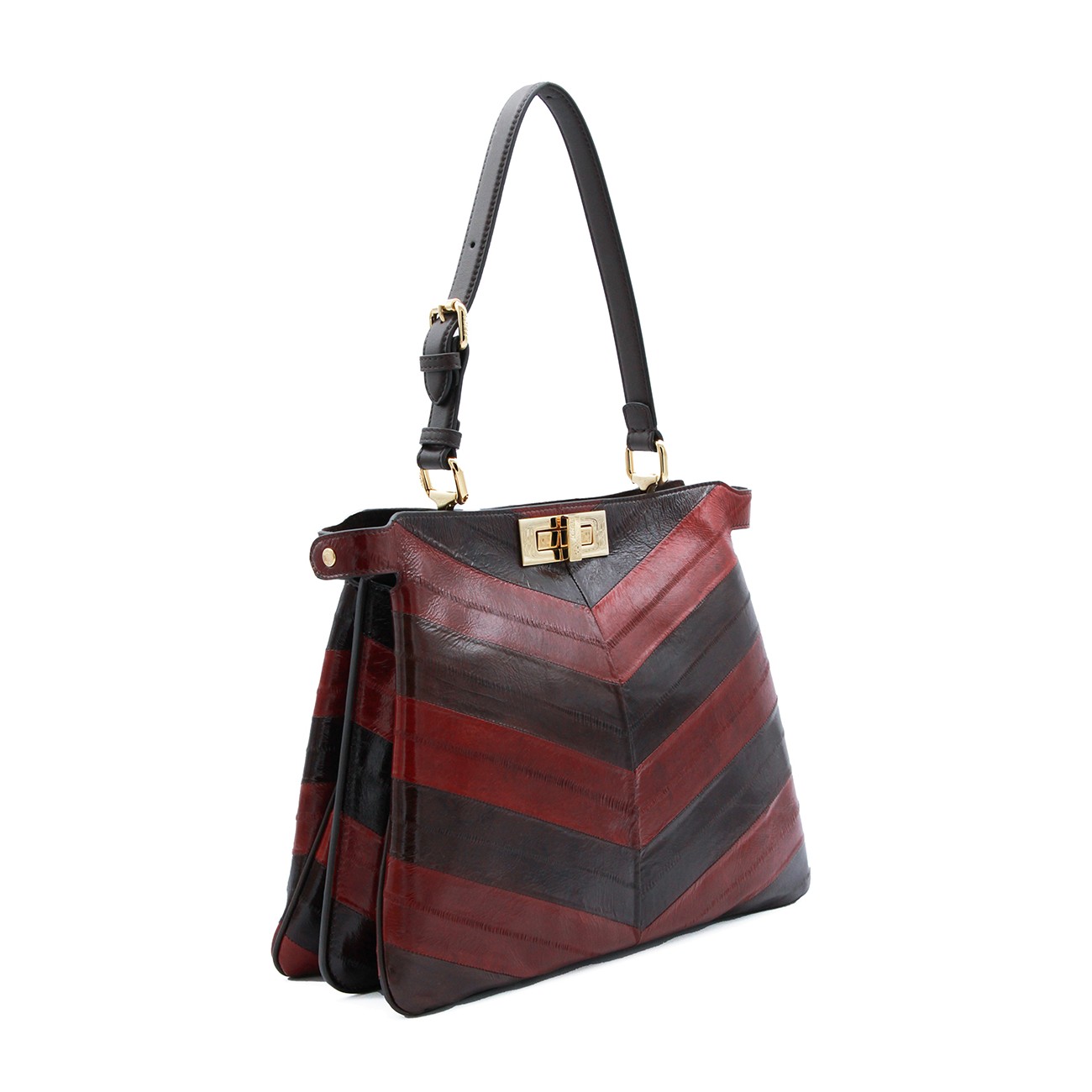 BROWN AND RED LEATHER PEKABOO TOP... BROWN AND RED LEATHER PEKABOO TOP...
