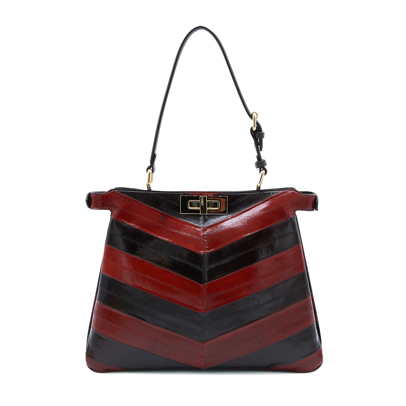 BROWN AND RED LEATHER PEKABOO TOP... BROWN AND RED LEATHER PEKABOO TOP...