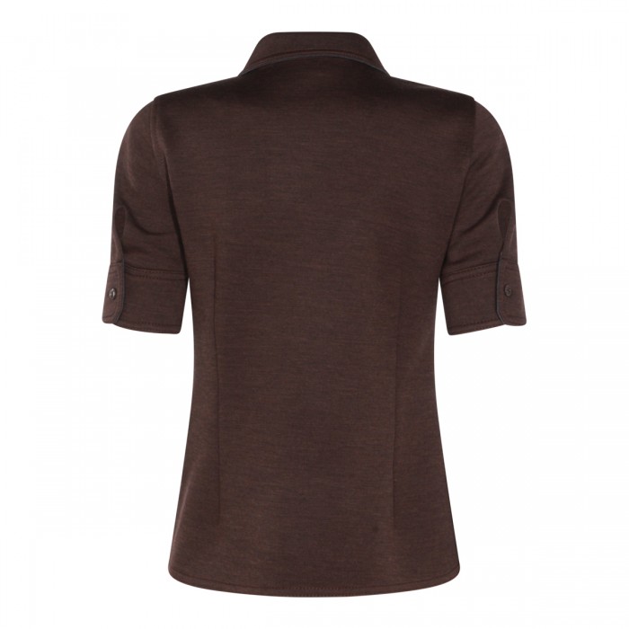 BROWN WOOL POLO SHIRT 2