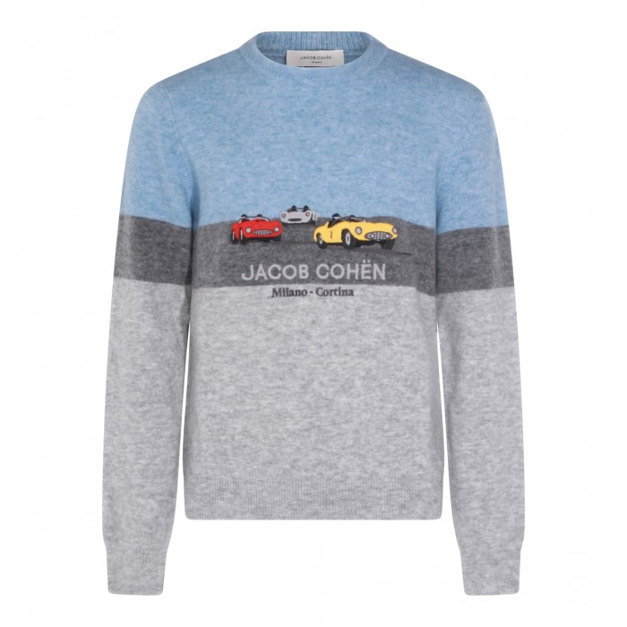 GREY AND BLUE WOOL KNITWEAR