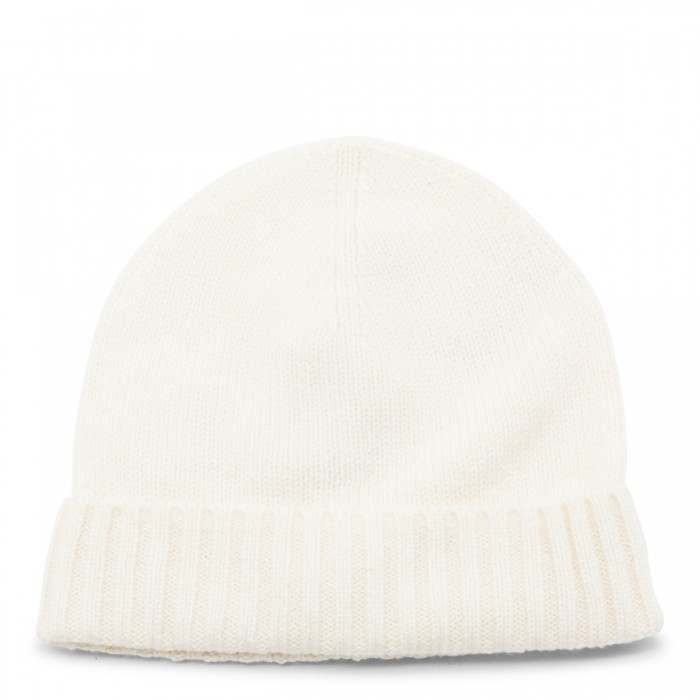 WHITE CASHMERE BEANIE
