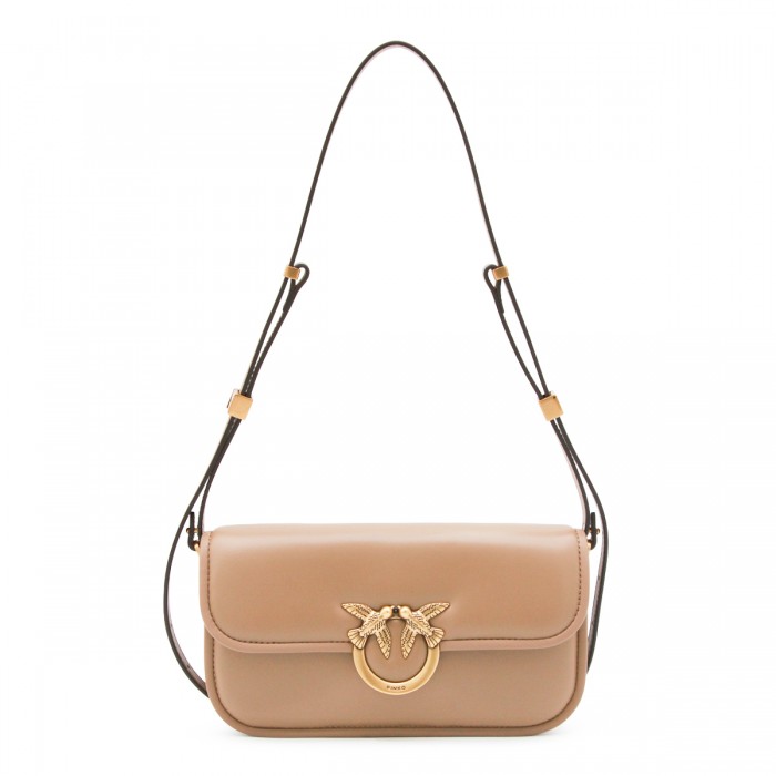 BEIGE LEATHER CROSSBODY BAG