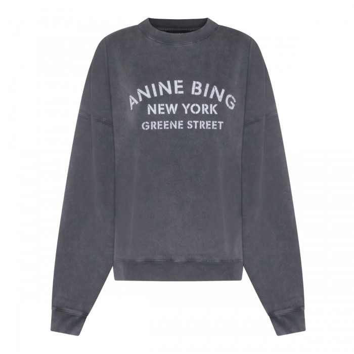 WASHED BLACK COTTON SWEATSHIRT
