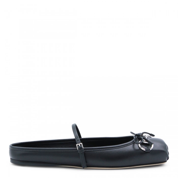 BLACK LEATHER FLATS