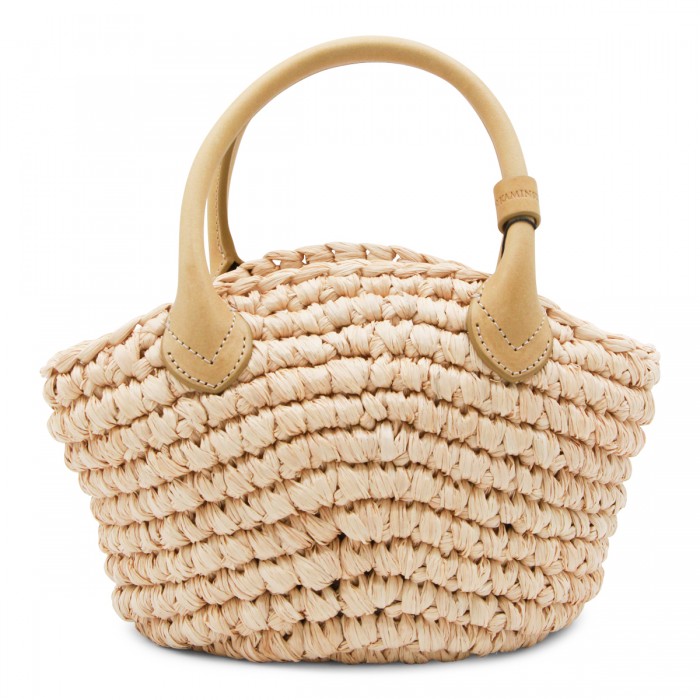 NATURAL RAFFIA TOP HANDLE BAG