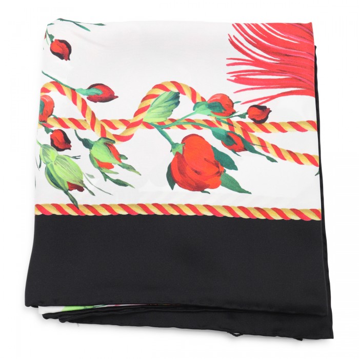 WHITE AND MULTICOLOT SILK...