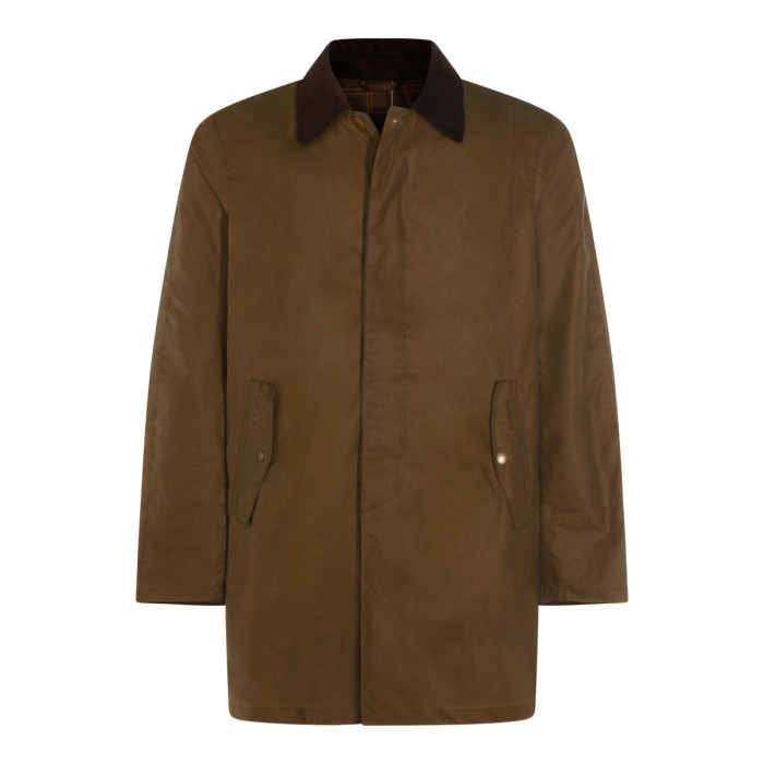 BROWN COTTON WAX TRENCH COAT