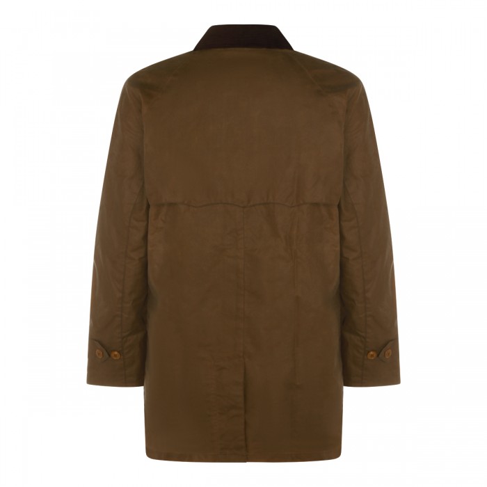 BROWN COTTON WAX TRENCH COAT 2