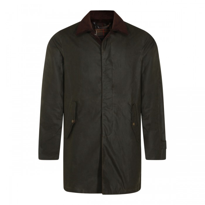 OLIVE COTTON WAX TRENCH