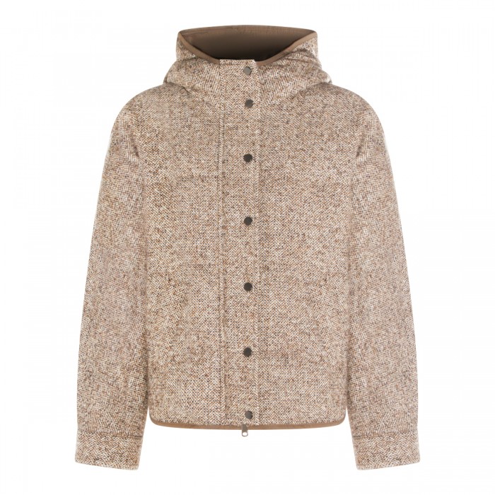 BEIGE VIRGIN WOOL DOWN JACKET