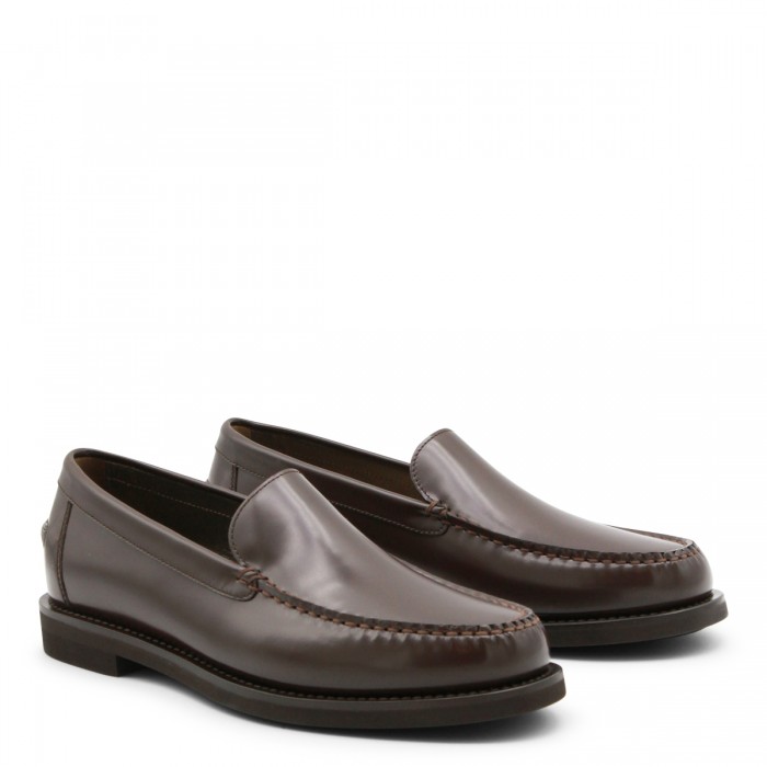 DARK BROWN LEATHER LOAFERS 2