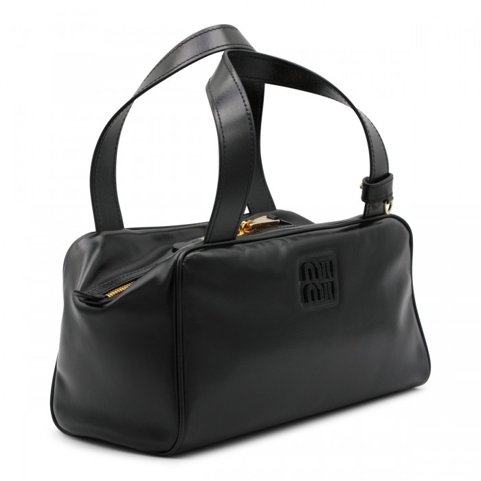 BLACK LEATHER TOP HANDLE BAG 2