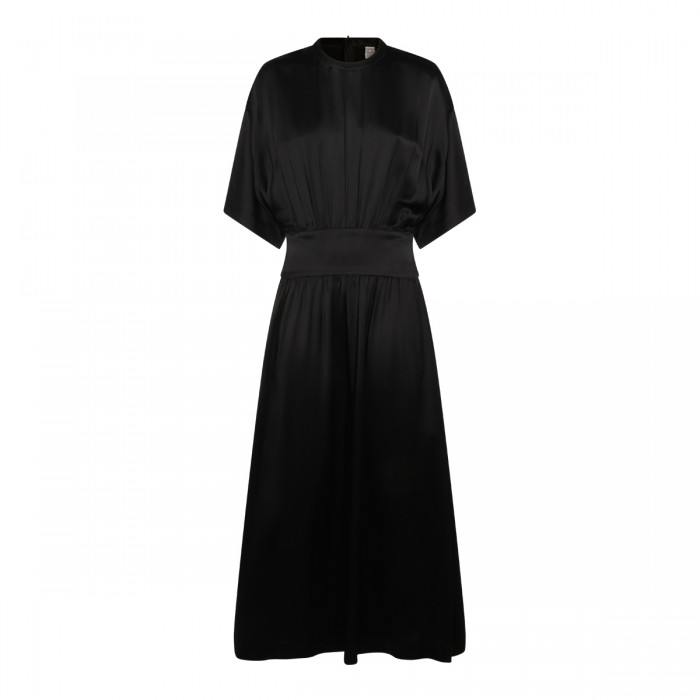 BLACK SATIN TEE DRESS