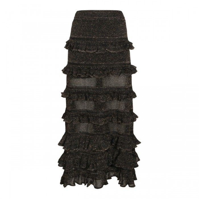METALLIC BLACK COTTON SKIRT