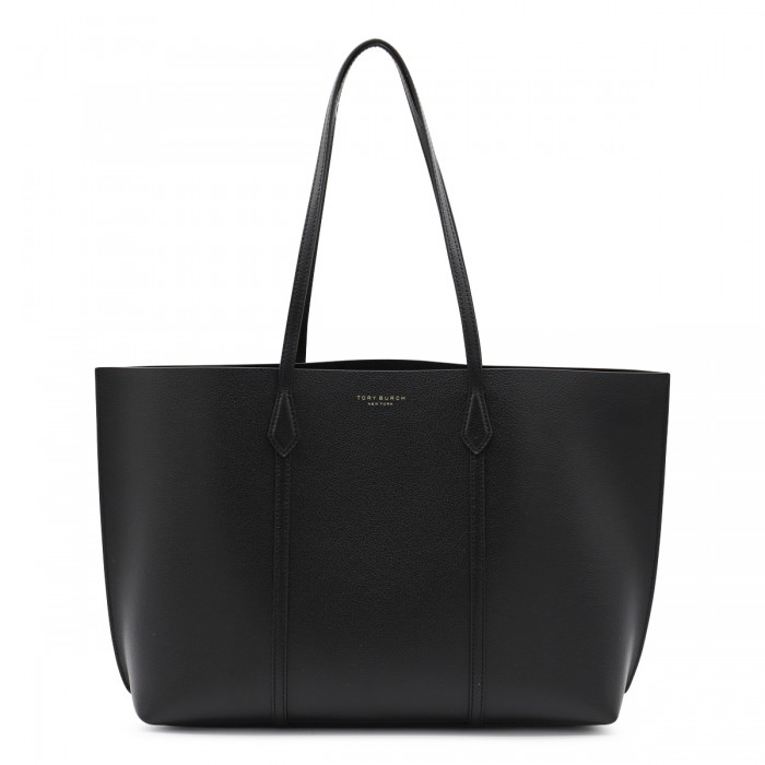 BLACK LEATHER PERRY TOTE BAG