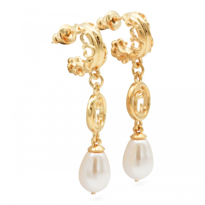 GOLD AND PEARLY BRASS EARRINGS 2