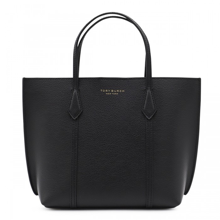BLACK LEATHER PERRY TOTE BAG