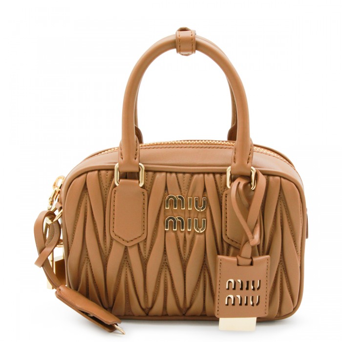 CARAMEL LEATHER TOP HANDLE BAG